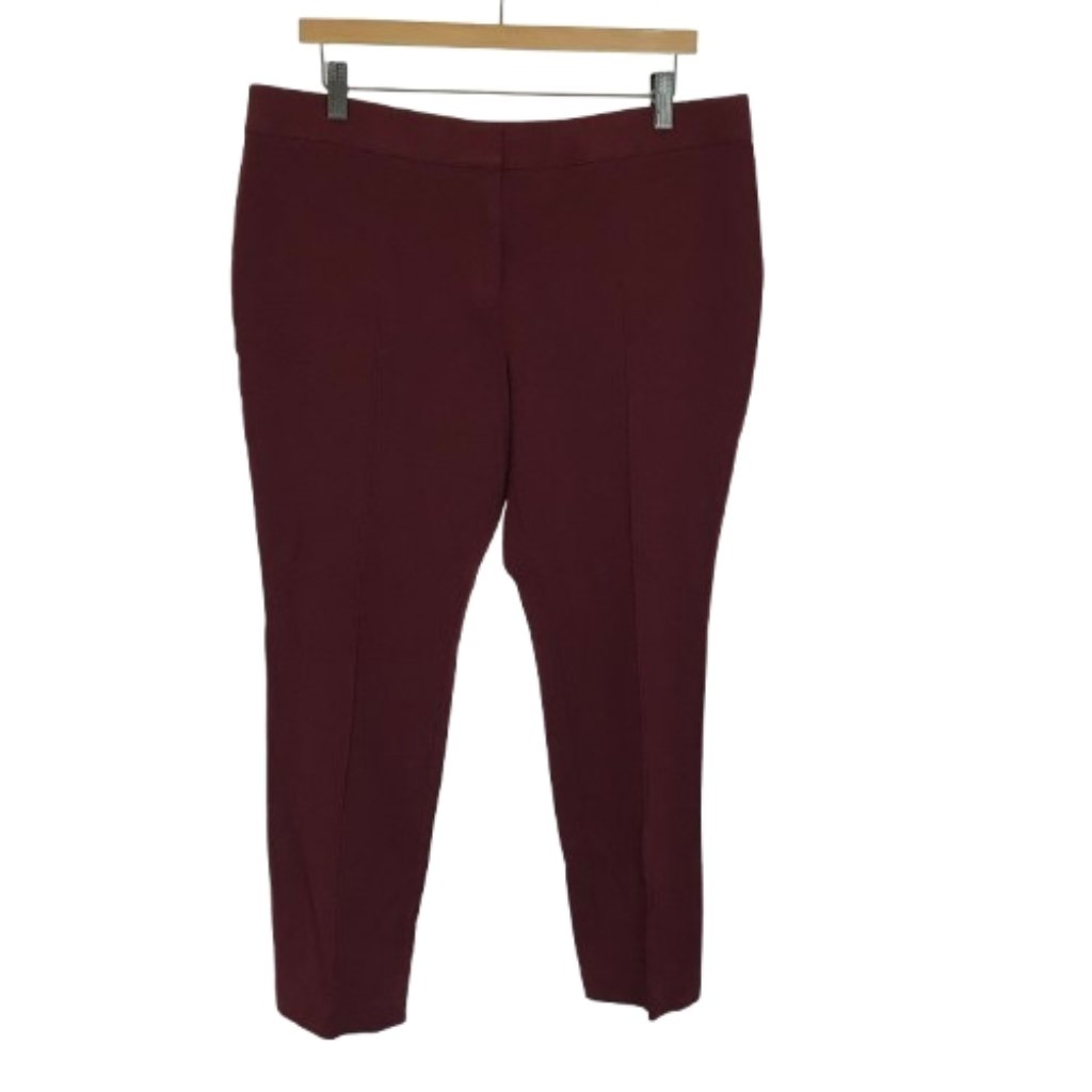 Akris Punto Womens Size 14 14x27 1/2 Burgundy Mara Cropped Slim Trouser Pants